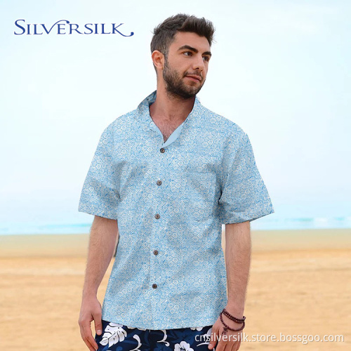 Summer Blue Green All Over Print Button Shirt